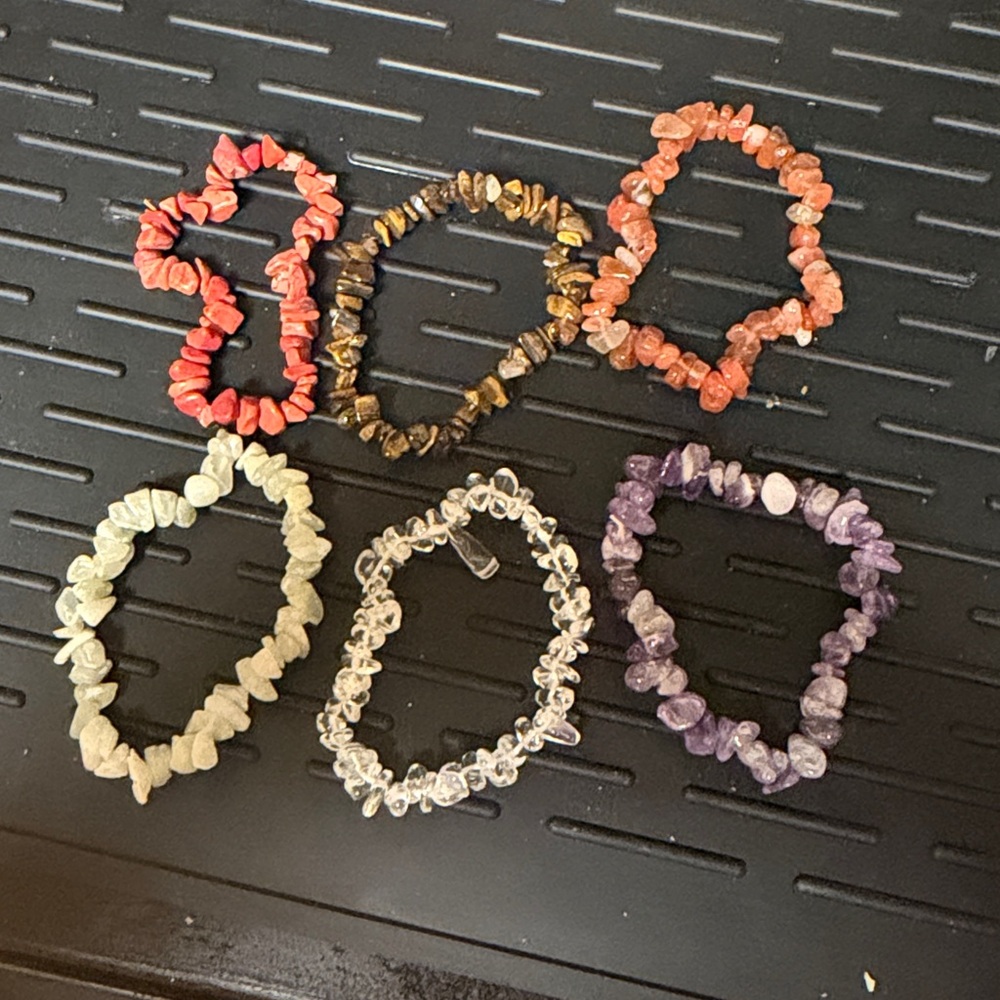 Colorful Stone Chip Bracelets Set